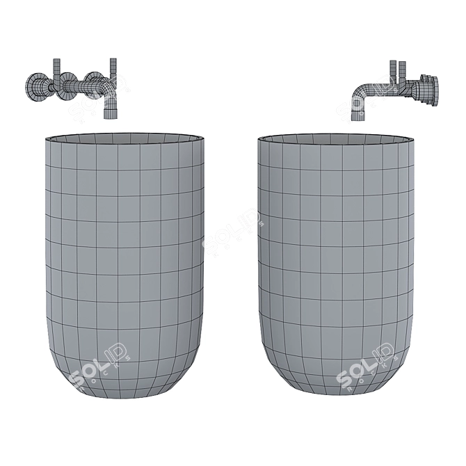 Modern Pedestal Sink 3D model image 3