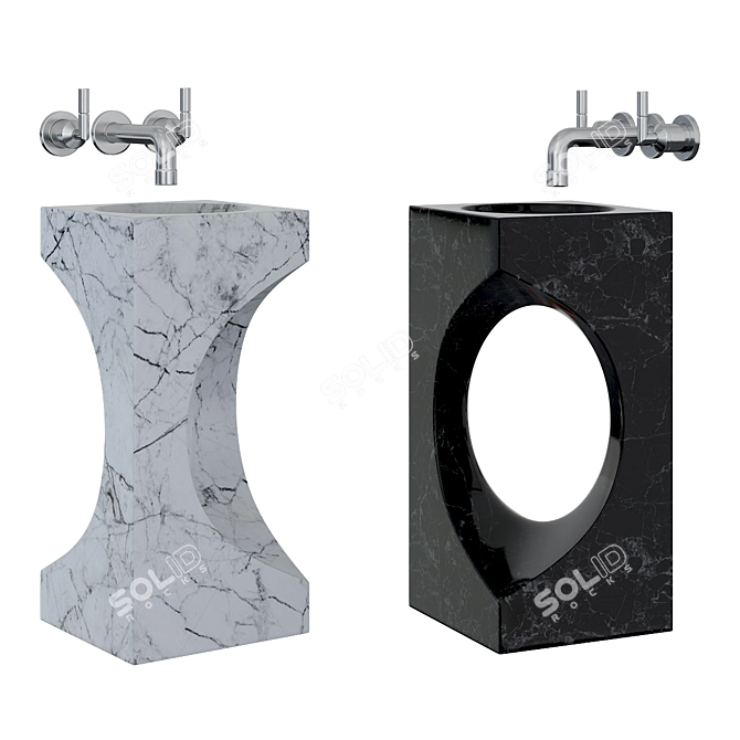 Modern Pedestal Sink: Realistic Model 3D model image 1