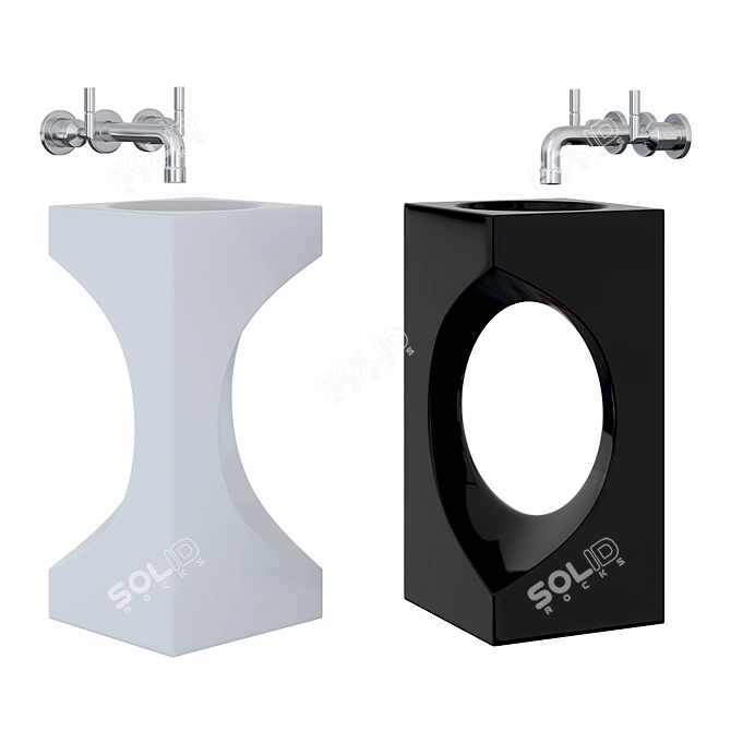 Modern Pedestal Sink: Realistic Model 3D model image 2