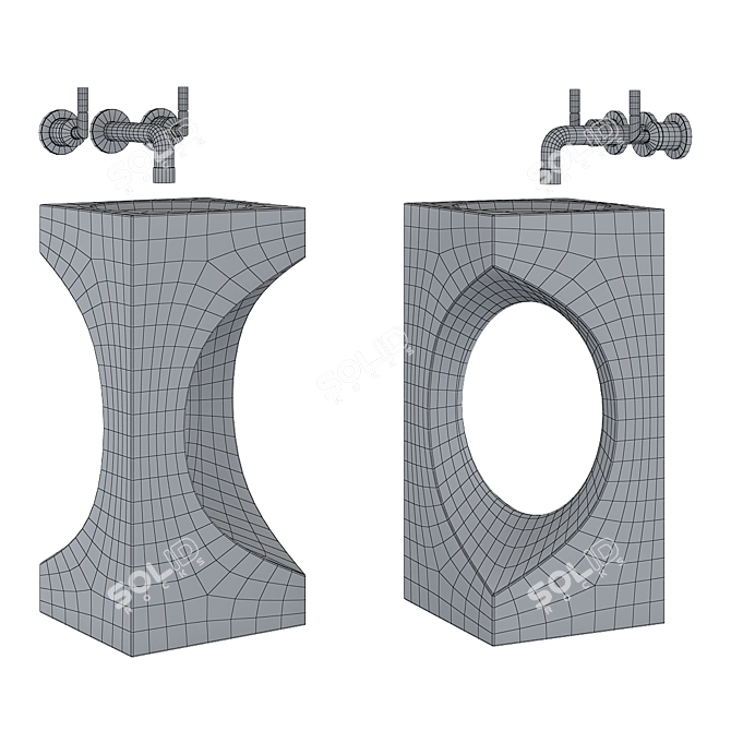 Modern Pedestal Sink: Realistic Model 3D model image 3