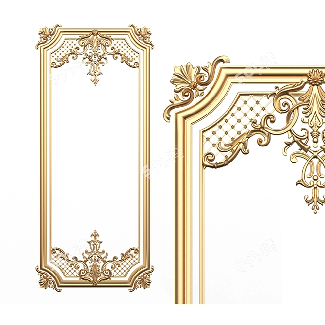 Elegant Boiserie Carved Décor Panel 3D model image 1