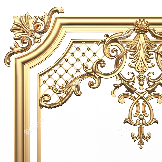 Elegant Boiserie Carved Décor Panel 3D model image 3