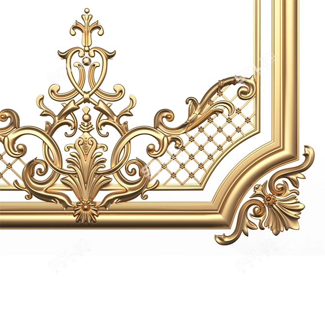 Elegant Boiserie Carved Décor Panel 3D model image 4