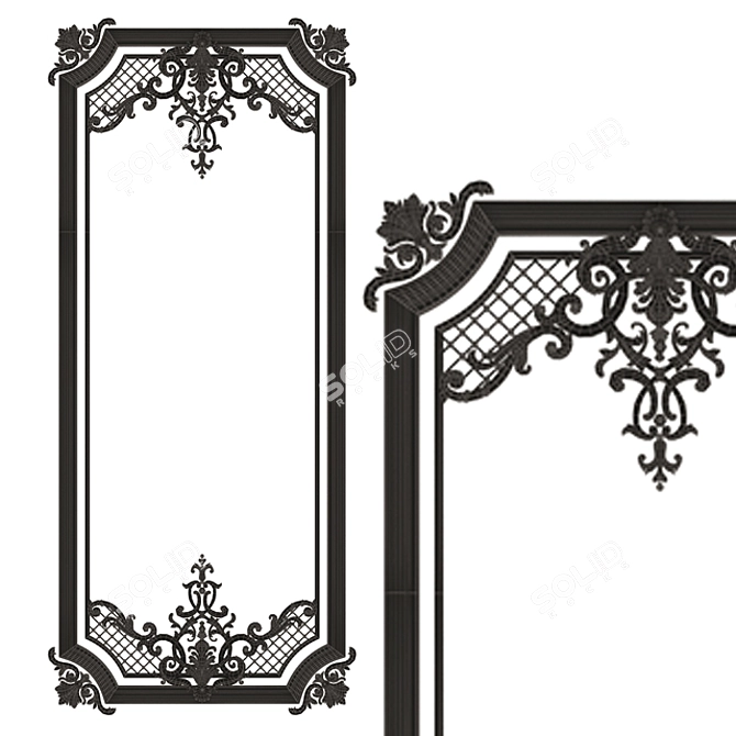 Elegant Boiserie Carved Décor Panel 3D model image 5