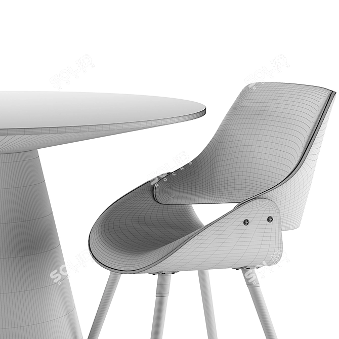 Modern Kiss Chair and Stylish Gary Table 3D model image 4