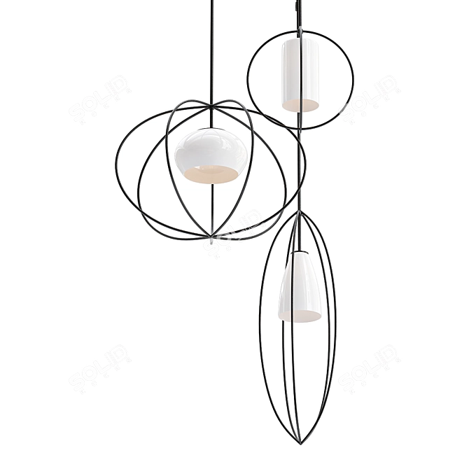 Modern Treble Dark Smoke Pendant 3D model image 1