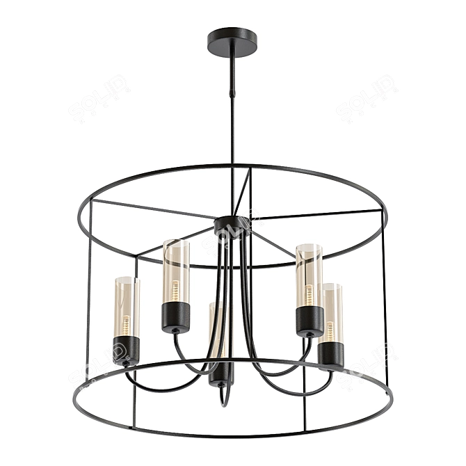 Elegant Bronze Drum Pendant Light 3D model image 2