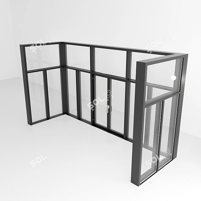 Panoramic Glass Door: Versatile and Customizable 3D model image 2
