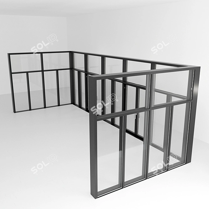 Panoramic Glazing Door Set 3D model image 2