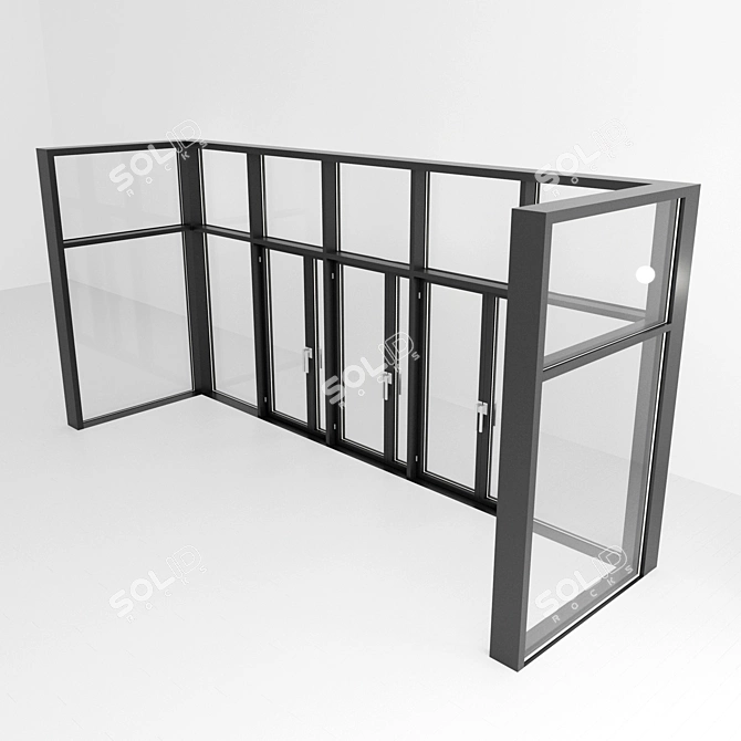 Sleek Panorama: Glazed Door 3D model image 2