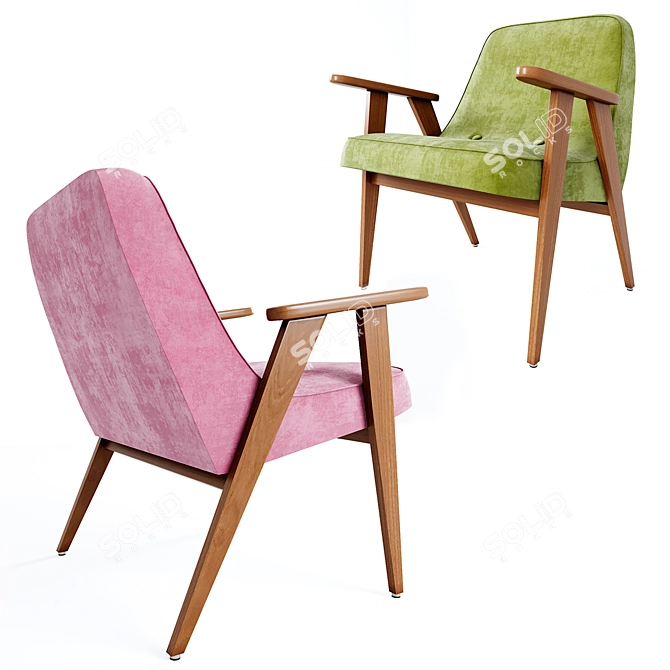 Retro Comfort: Armchair 366 Concept 3D model image 5