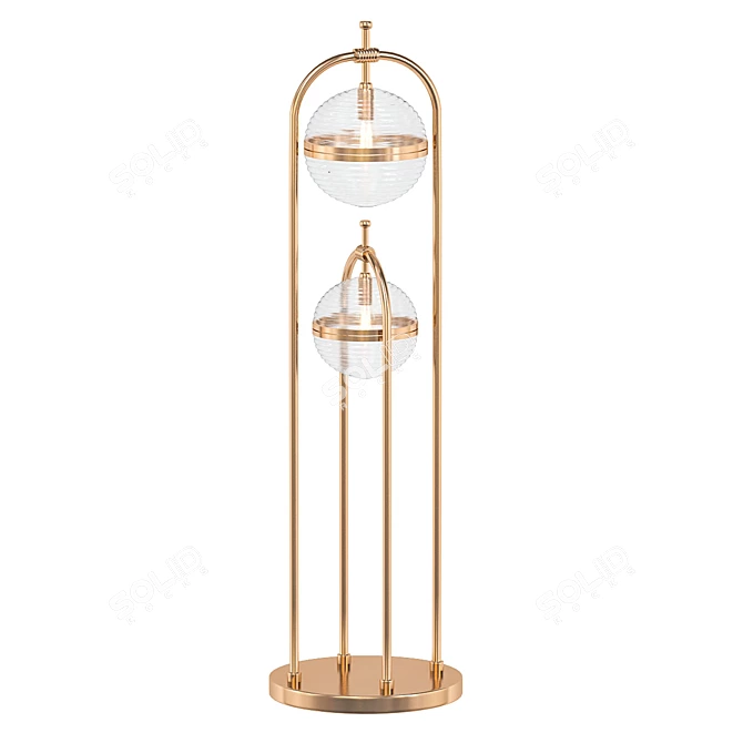 Elegant Brass Floor Lamp 3D model image 1