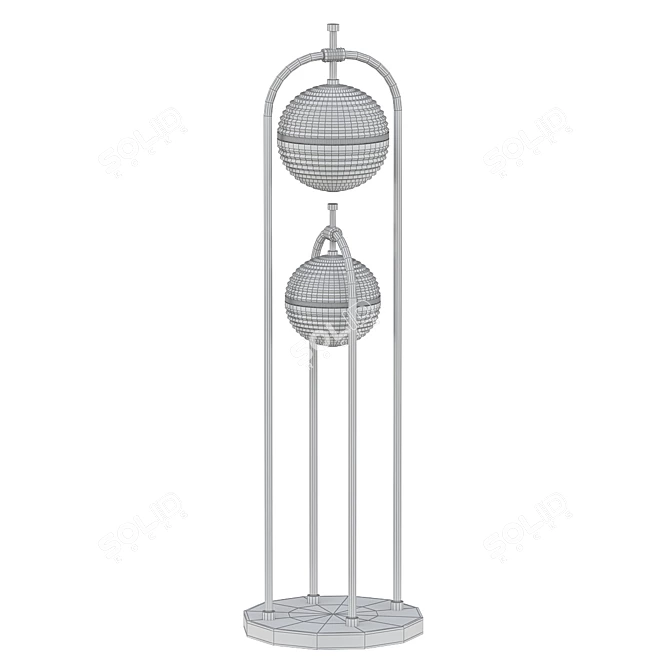 Elegant Brass Floor Lamp 3D model image 2