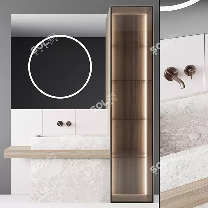 Title: Bathroom Mirror Console Set 3D model image 1