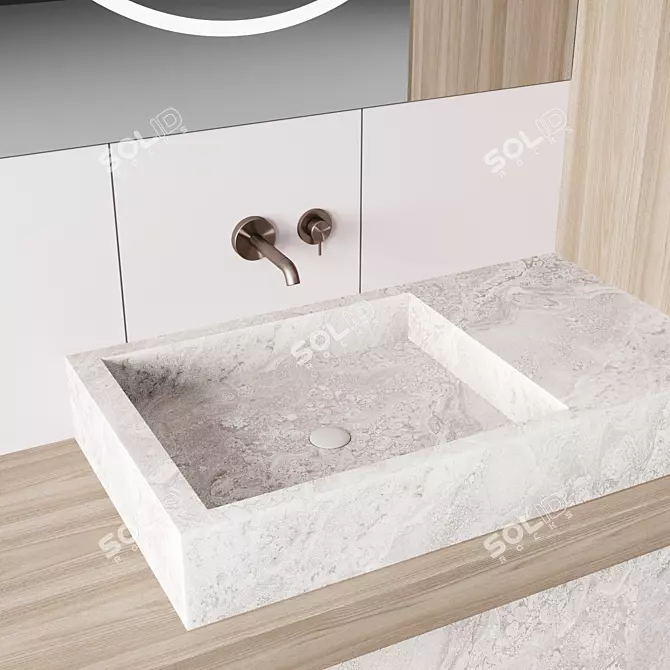 Title: Bathroom Mirror Console Set 3D model image 3