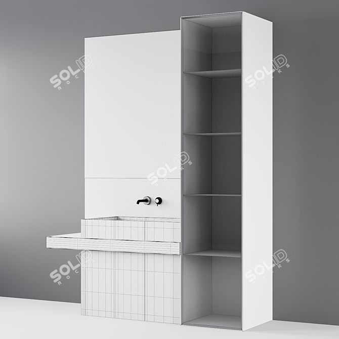 Title: Bathroom Mirror Console Set 3D model image 4