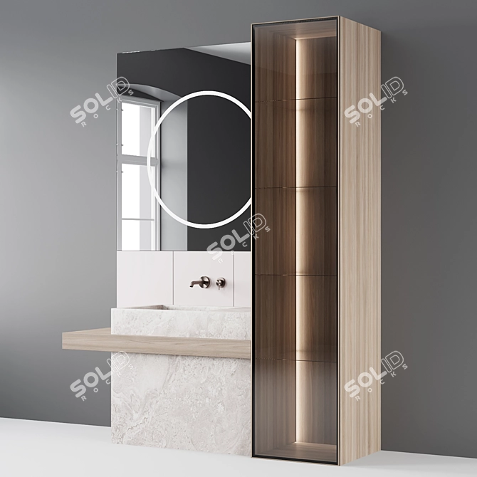 Title: Bathroom Mirror Console Set 3D model image 5