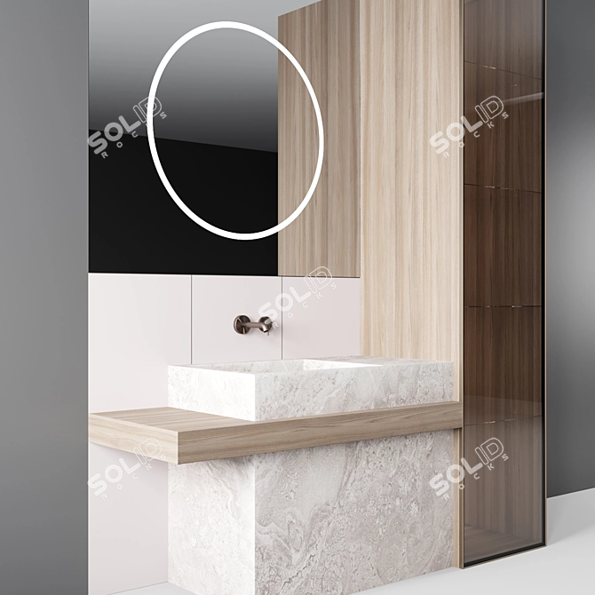 Title: Bathroom Mirror Console Set 3D model image 6