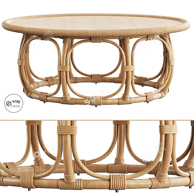 Anguilla Rattan Coffee Table: Authentic Design and Quality 3D model image 1