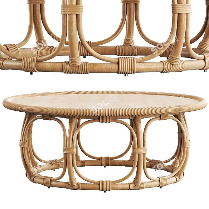Anguilla Rattan Coffee Table: Authentic Design and Quality 3D model image 4