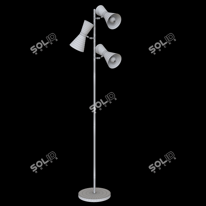 Nalati Industrial 3-Light Tree Floor Lamp 3D model image 2