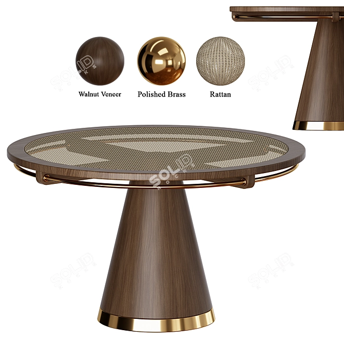 Mezzo Collection Round Holiday Dining Table 3D model image 2
