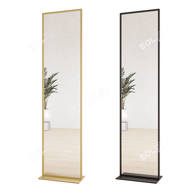 Reflective Elegance: Rectangular Floor Mirror 3D model image 4