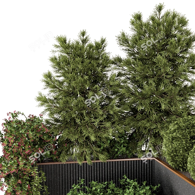 Outdoor Garden Set: Bush & Tree - Model 182 3D model image 4