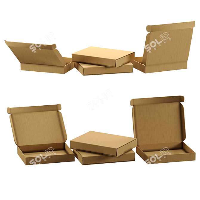 Versatile Cardboard Box Set 3D model image 1
