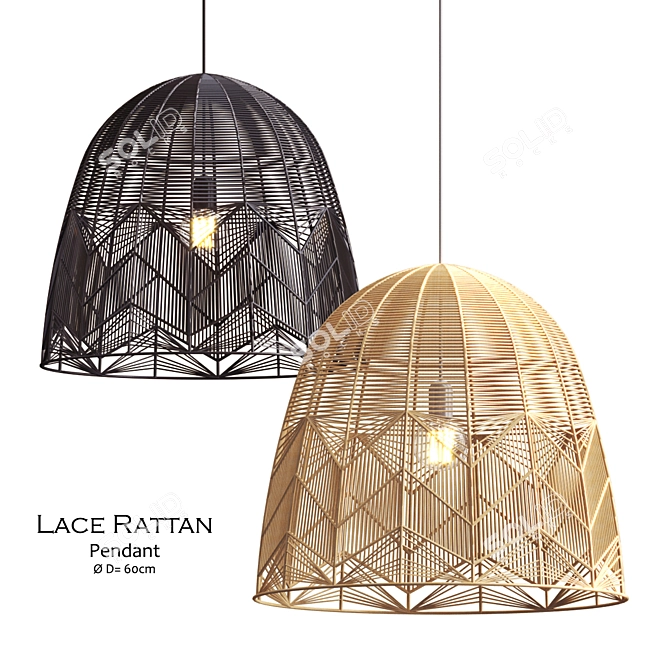 Elegant Lace Rattan Pendant 3D model image 1