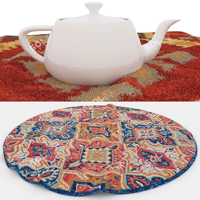 6-Piece Round Rug Set: Versatile and Detailed 3D model image 3