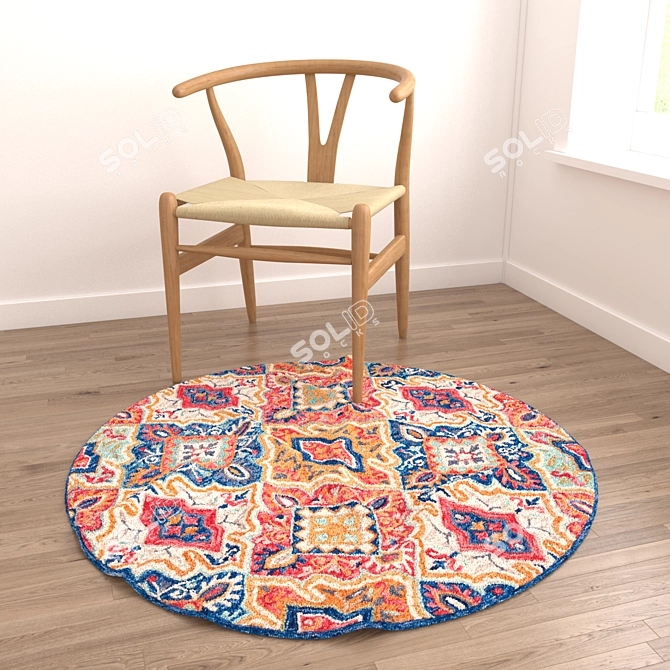 6-Piece Round Rug Set: Versatile and Detailed 3D model image 4