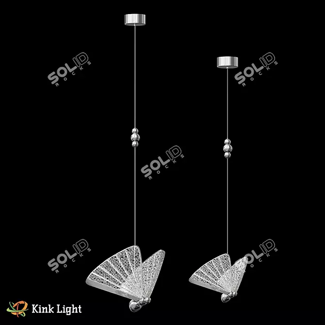 Gold Butterfly Pendant Light 3D model image 1