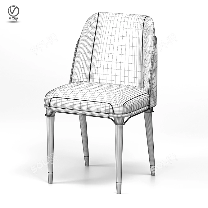 Sleek Wood Metal Fabric Dining Chair 3D model image 4