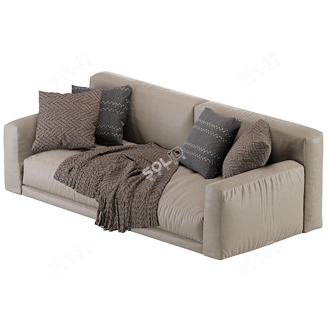 Modern Poliform Paris Seoul 2-Seat Leather Sofa 3D model image 2