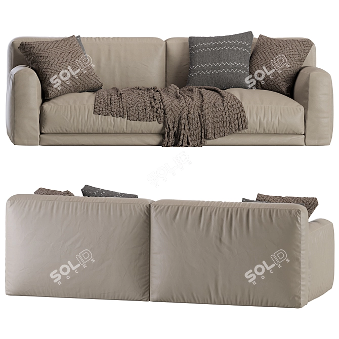 Modern Poliform Paris Seoul 2-Seat Leather Sofa 3D model image 4