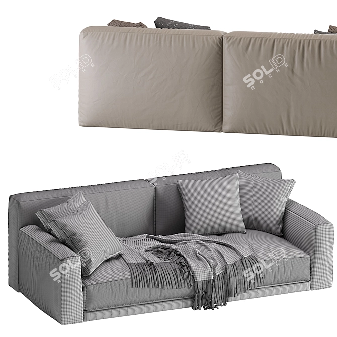 Modern Poliform Paris Seoul 2-Seat Leather Sofa 3D model image 7