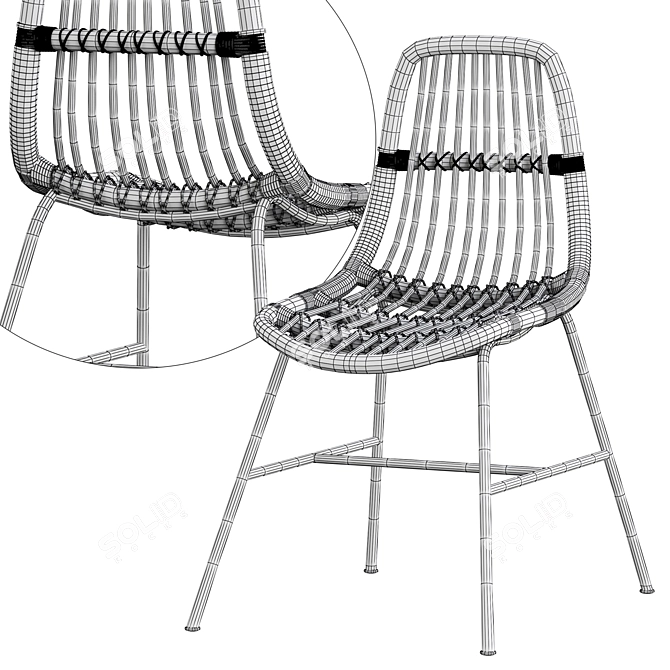 Light Brown Rattan Dining Chair 3D model image 5