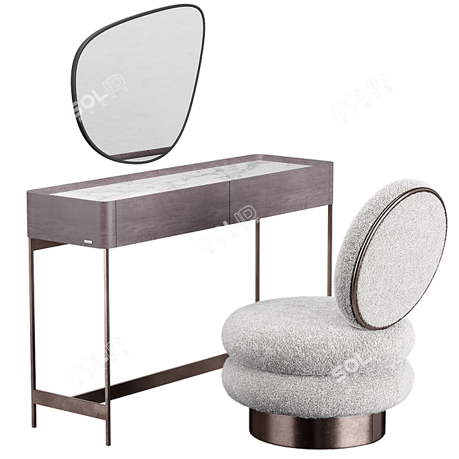 IRIS Modern Dressing Table & Armchair Set 3D model image 1