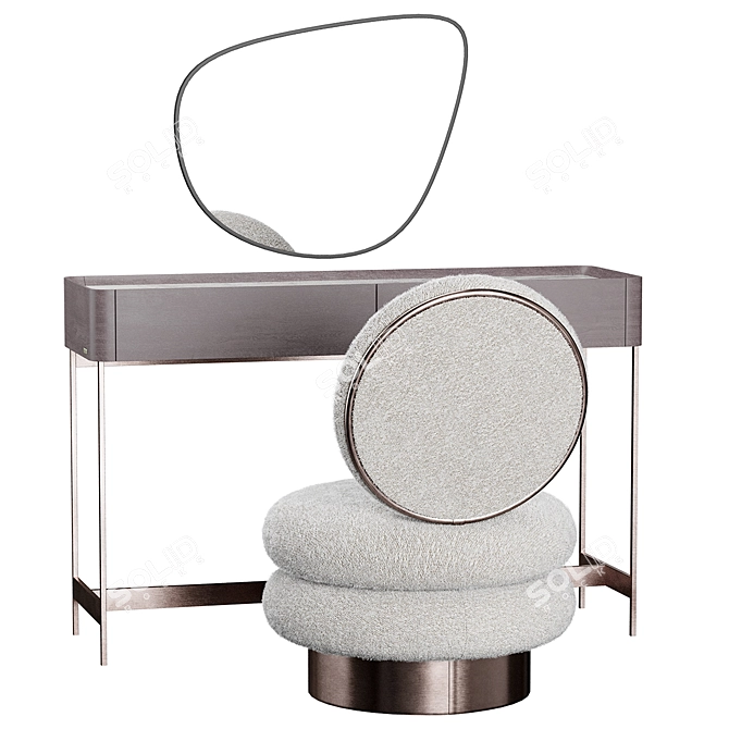 IRIS Modern Dressing Table & Armchair Set 3D model image 2