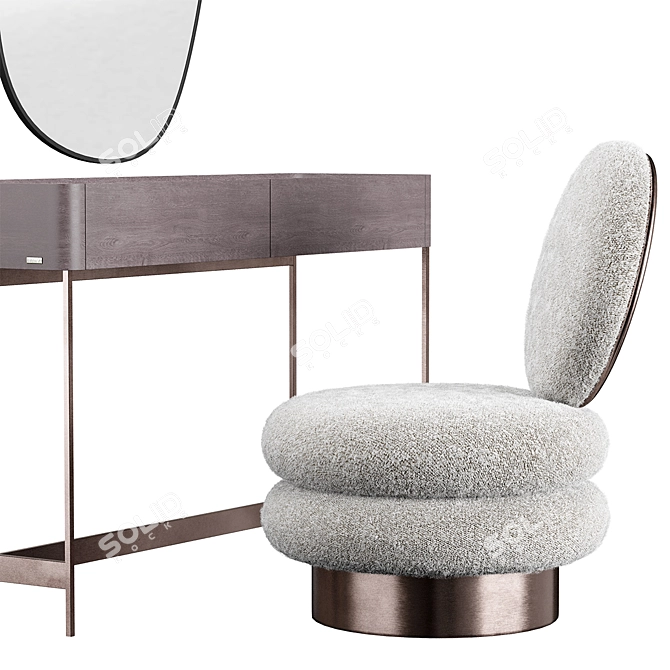 IRIS Modern Dressing Table & Armchair Set 3D model image 3