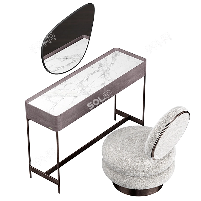 IRIS Modern Dressing Table & Armchair Set 3D model image 4