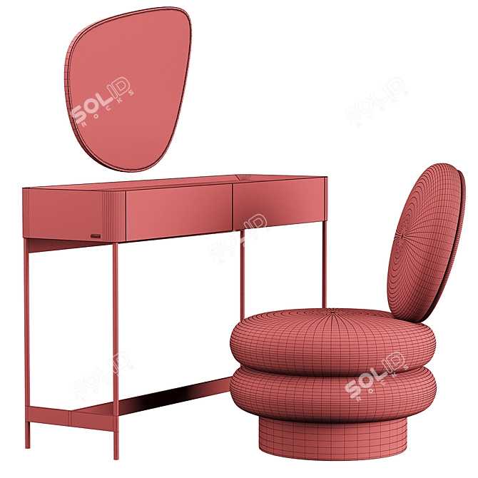 IRIS Modern Dressing Table & Armchair Set 3D model image 5