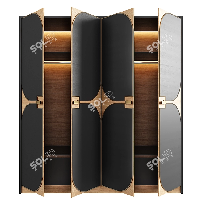 Elegant Woodgrain Wardrobe 3D model image 3