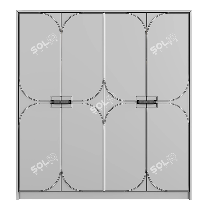 Elegant Woodgrain Wardrobe 3D model image 4