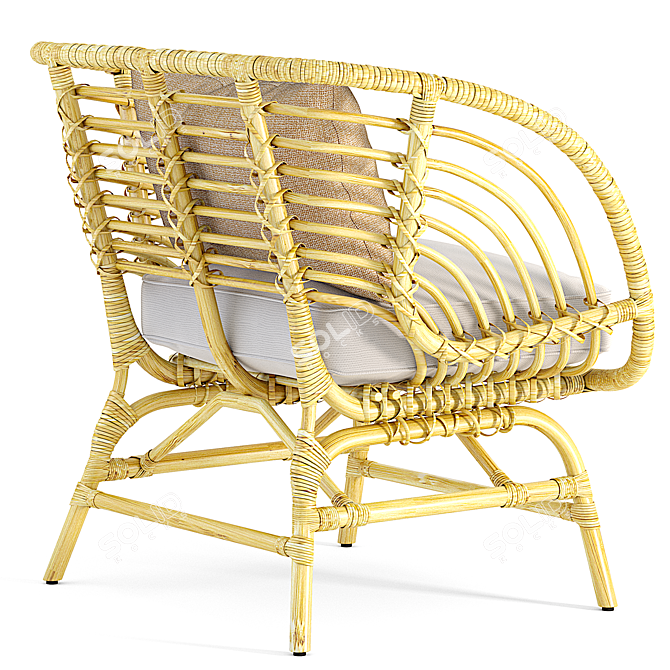 Natural Rattan Armchair: IKEA BUSKBO 3D model image 3