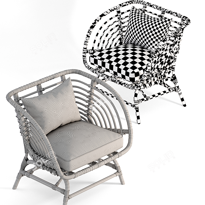 Natural Rattan Armchair: IKEA BUSKBO 3D model image 5