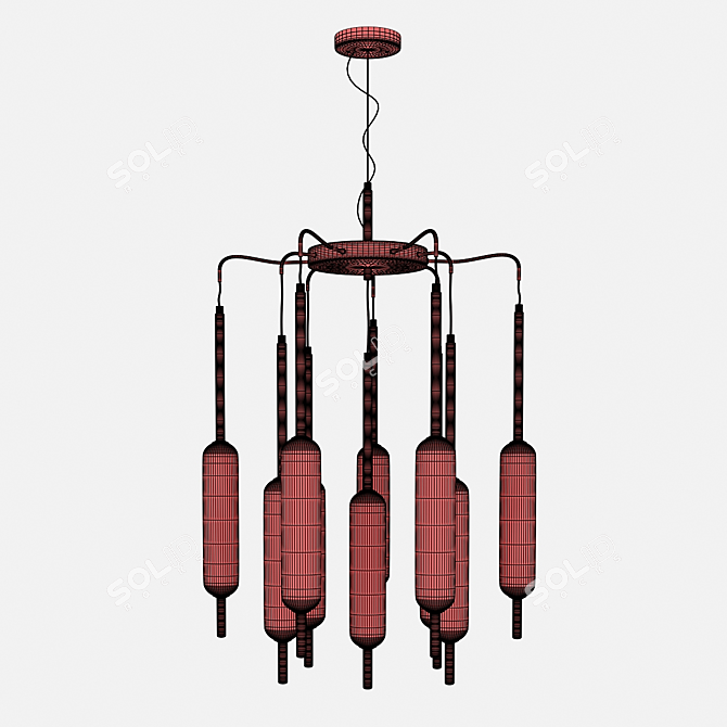 Carla LED Pendant Chandelier - Modern Style, Glass Shades 3D model image 2