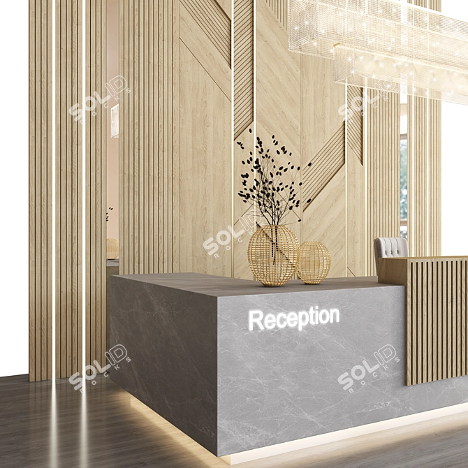 Sleek Modern Reception Desk 3D model image 2