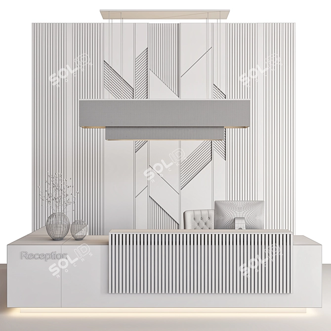 Sleek Modern Reception Desk 3D model image 4